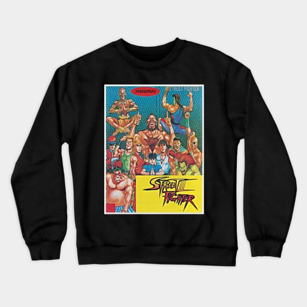 Street Fighter II - Korean Manga Crew Crewneck Sweatshirt by retroworldkorea